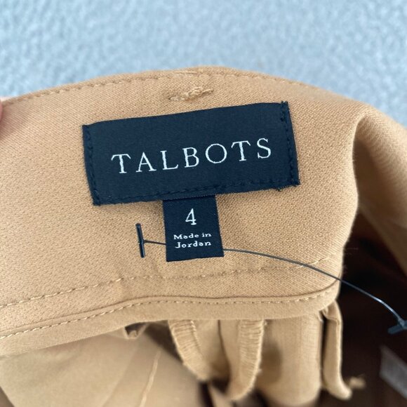 Talbots Pants Womens 4 Brown Stretch Pleated Tapered Leg Pockets Office Career - Picture 5 of 11